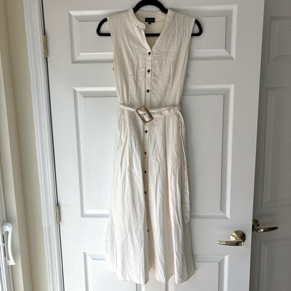 Who What Wear Collection Cream Linen Maxi Dress size medium